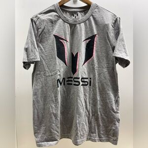 Men's Gray and Pink Messi Graphic T-Shirt